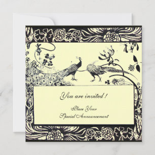 Invitación AMOR DE AVES DE BODAS, negro y blanco, amarillo