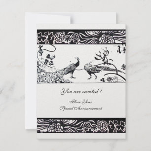 Invitación AMOR DE AVES DE BODAS, perla metálica negro blanco