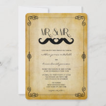 Amor de Bigote Sr. y Sr. Boda Gay de Papel Vintage