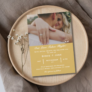 Invitación Amor de Boda de Aviación Romántica Toma Vuelo Foto