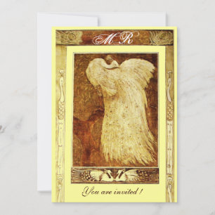 Invitación AMOR DE BODAS MONOGRAMA DE PAVO REAL ,marrón  amar