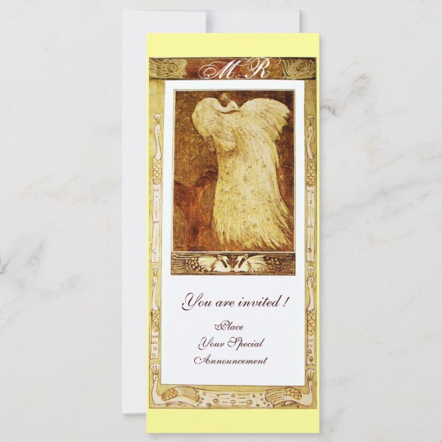 Invitación AMOR DE BODAS MONOGRAMA DE PAVO REAL ,marrón blanc (Anverso)