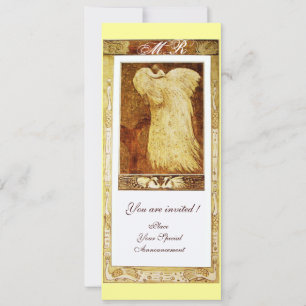 Invitación AMOR DE BODAS MONOGRAMA DE PAVO REAL ,marrón blanc