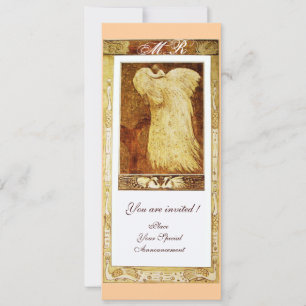 Invitación AMOR DE BODAS MONOGRAMA DE PAVO REAL ,marrón blanc