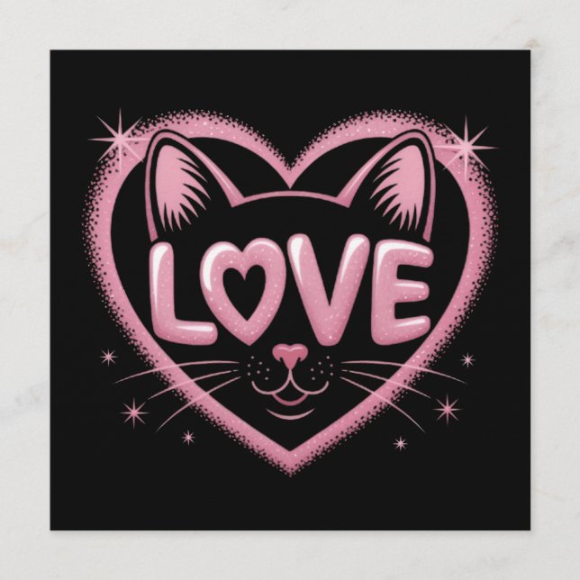 Invitación Amor de gato brillante (Anverso)