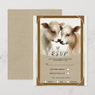 Invitación Amor de Vaca Marrón Crema Boda Campestre RSVP