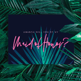 Invitación Amor eléctrico Neon Pink ser mi empleada de honor?