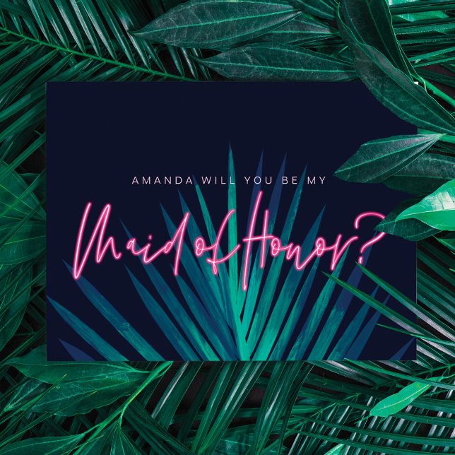 Invitación Amor eléctrico Neon Pink ser mi empleada de honor? (Subido por el creador)