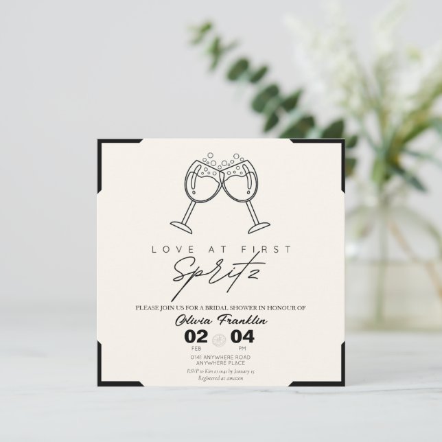 Invitación Amor elegante en la primera ducha espritz de novia (Anverso de pie)