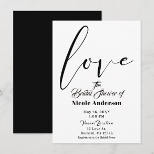 Invitación AMOR en Blanco y Negro Caligrafía Moderna para Bod