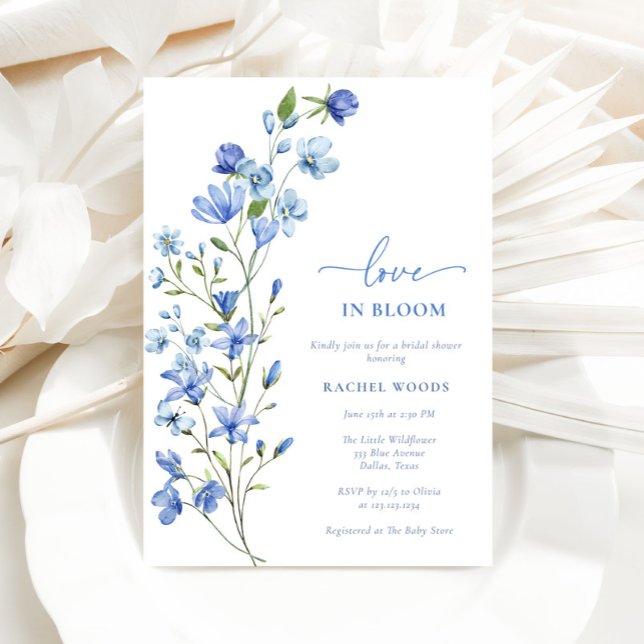 Invitación Amor En Bloom Dusty Blue Wildflower Ducha De Novia (Subido por el creador)