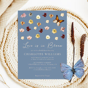 Invitación Amor En Bloom Flor Silvestre Dusty Ducha Azul Brid
