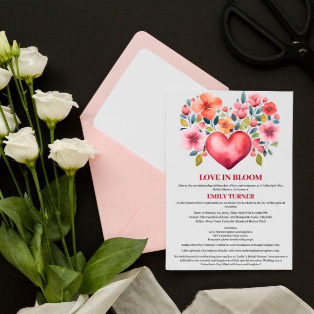 Invitación Amor En Bloom Valentine Temática Ducha De Novias (Subido por el creador)