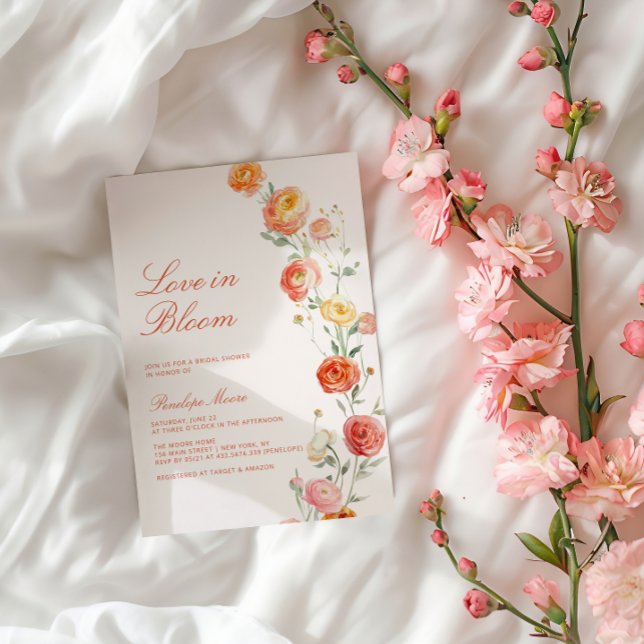 Invitación Amor En Bloom Verona Naranja Sunset Ducha De Novia (Subido por el creador)
