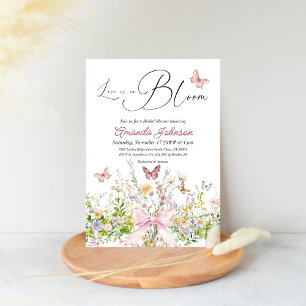 Invitación Amor en Boom Wildflower ducha de novias rosadas