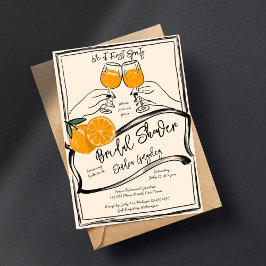 Invitación Amor en el primer boceto naranja retro de Spritz