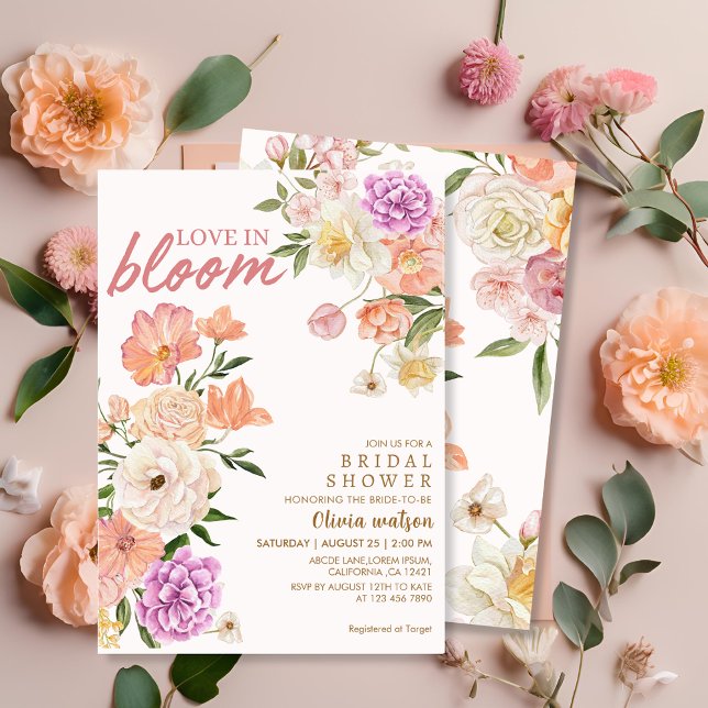 Invitación Amor en flor acuarela ducha de novia floral (Subido por el creador)
