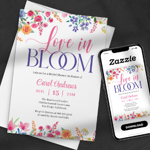 Invitación Amor en Flor Acuarela Floral Rosa Despedida de Sol
