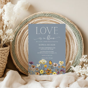 Invitación Amor en flor azul turquesa floreciente