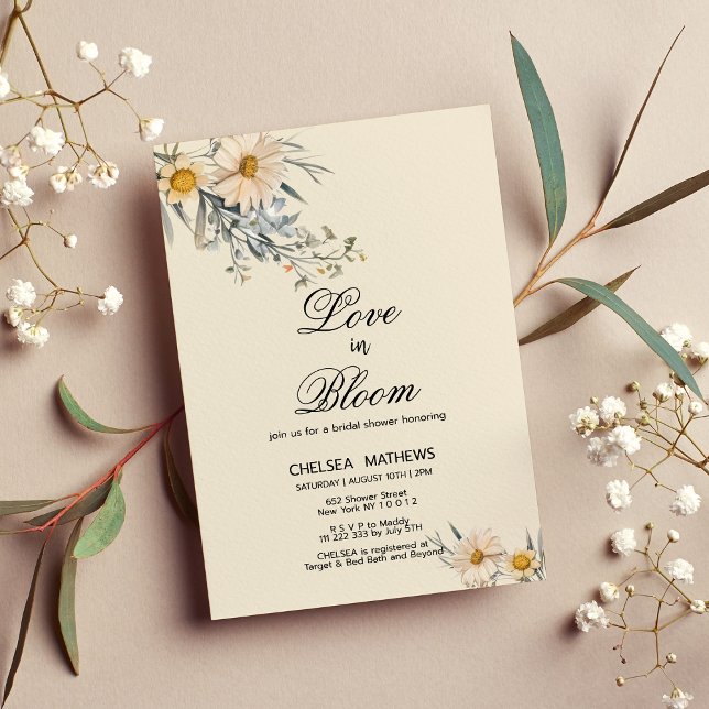 Invitación Amor en flor botánica floreciente Bridal Shower (Love In Bloom botanical wildflowers Bridal Shower)