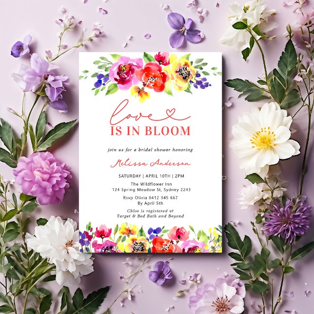 Invitación Amor en flor brillante ducha de novia floral (Subido por el creador)