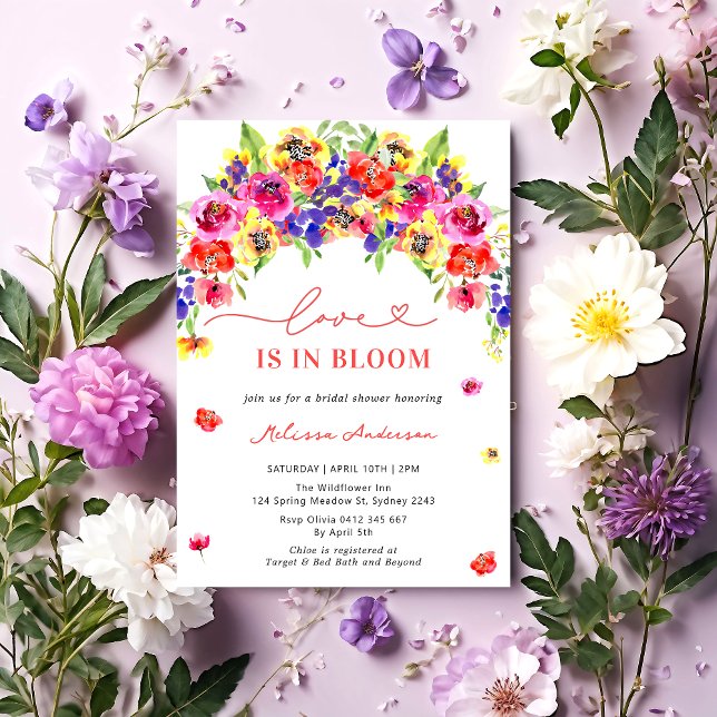 Invitación Amor en flor brillante ducha de novia floral (Subido por el creador)