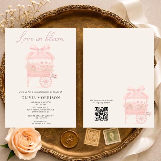 Invitación Amor en Flor Código QR Mercado de Flores Bridal Sh (Subido por el creador)