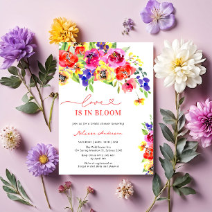 Invitación Amor en flor colorida ducha de novia floral