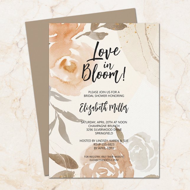 Invitación Amor en flor de menta rústica florece ducha de nov (Subido por el creador)