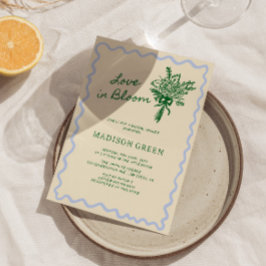 Invitación Amor en flor, enorme ducha de novias manuscrita