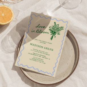 Invitación Amor en flor, enorme ducha de novias manuscrita