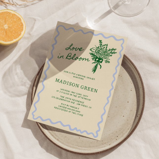 Invitación Amor en flor, enorme ducha de novias manuscrita (Subido por el creador)