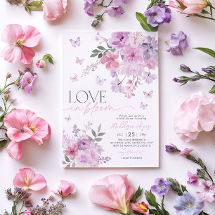 Invitación Amor en flor Floral Morada mariposa novia
