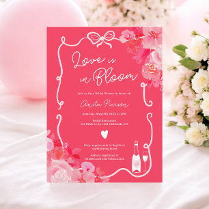 Invitación amor en flor garabatos florales ducha de novia ros