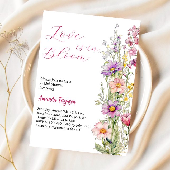 Invitación Amor en flor morado rosa floral Ducha de novia (Subido por el creador)