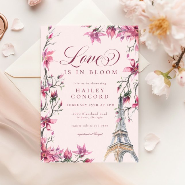 Invitación Amor en Flor París Rosa Despedida de Soltera (Subido por el creador)