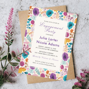 Invitación Amor en Flor Party Romántico de Compromiso Floral