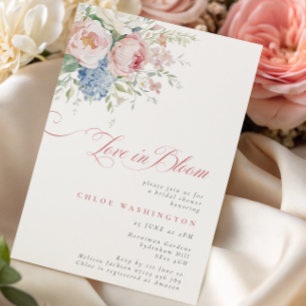 Invitación Amor en Flor Pastel Rosa y Azul Baby Shower Nupcia