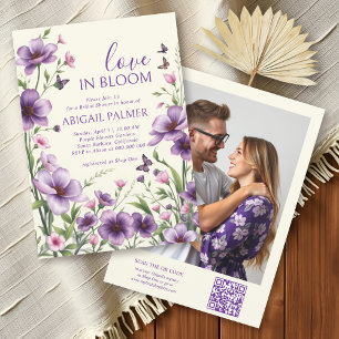 Invitación Amor en flor púrpura en Bloom ducha de novias