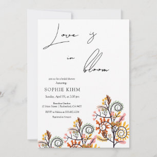 Invitación Amor en flor rama colorida Ducha de novias
