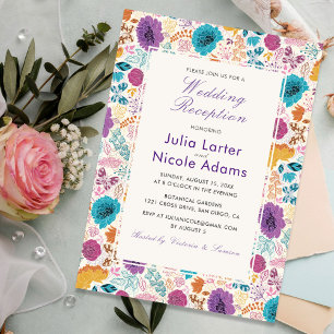 Invitación Amor en Flor Romántico Rosa Púrpura Boda