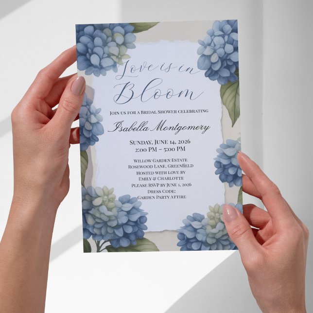 Invitación Amor en Flor Rustico Primavera Hydrangea Azul (Love in Bloom Rustic Spring Blue Hydrangea Invitations
)