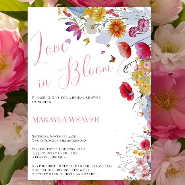Invitación amor en flor rústico Wildflower Bridal Shower (Subido por el creador)