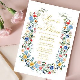 Invitación Amor en flor salvaje Flores Doradas Ducha de novia