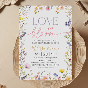 Invitación Amor en flor silvestre florecimiento de novias inv