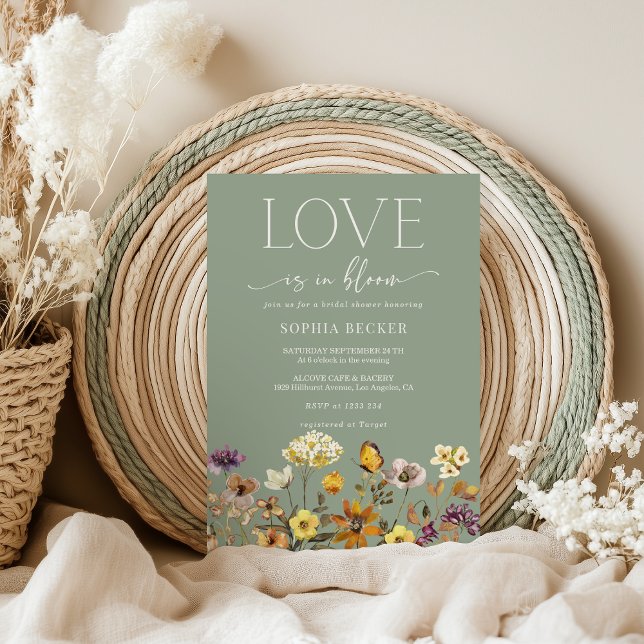 Invitación Amor en flor silvestre florecimiento ducha verde n (Subido por el creador)