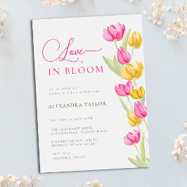 Invitación Amor en flor Tulips caligrafía ducha de novia