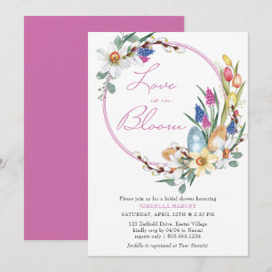Invitación Amor en Floración Corona Floral de Primavera Despe