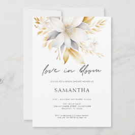 Invitación Amor En Flores De Oro Blanco En Bloom Ducha De Nov