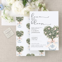 Amor en la Chinoiserie Rubor ducha de novia rosa